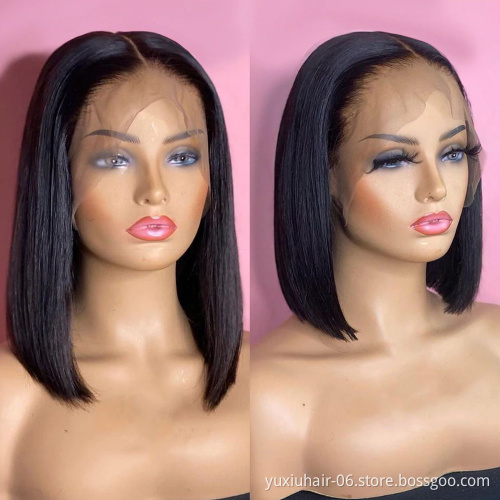 Wholesale Brazilian Straight Bob Wigs Virgin Human Hair Lace Front Wigs Human Hair  150% Density Front Lace Part For Black Women